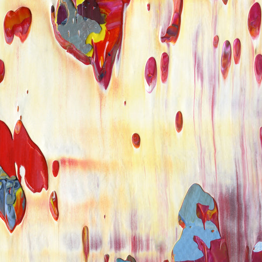 Flapjack Red Boot Dog Whistle D4 is an abstract oil-on-canvas artwork, a fractal of its parent painting Flapjack Red Boot Dog Whistle created by Anna Judd for the Scales Collection.