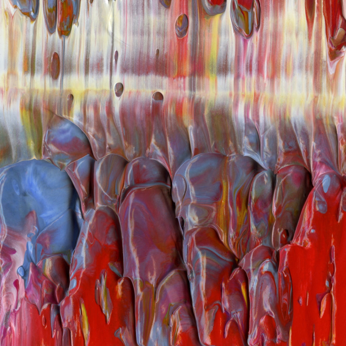 Flapjack Red Boot Dog Whistle F2 is an abstract oil-on-canvas artwork, a fractal of its parent painting Flapjack Red Boot Dog Whistle created by Anna Judd for the Scales Collection.