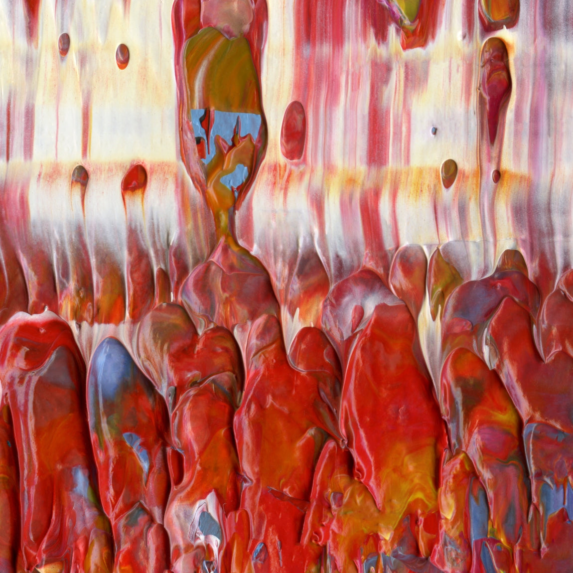 Flapjack Red Boot Dog Whistle F4 is an abstract oil-on-canvas artwork, a fractal of its parent painting Flapjack Red Boot Dog Whistle created by Anna Judd for the Scales Collection.