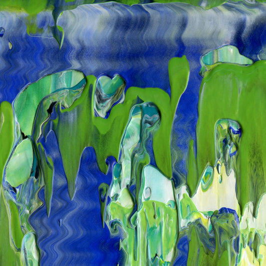 Freakish Genius A3 is an abstract oil-on-canvas artwork, a fractal of its parent painting Freakish Genius created by Anna Judd for the Scales Collection.