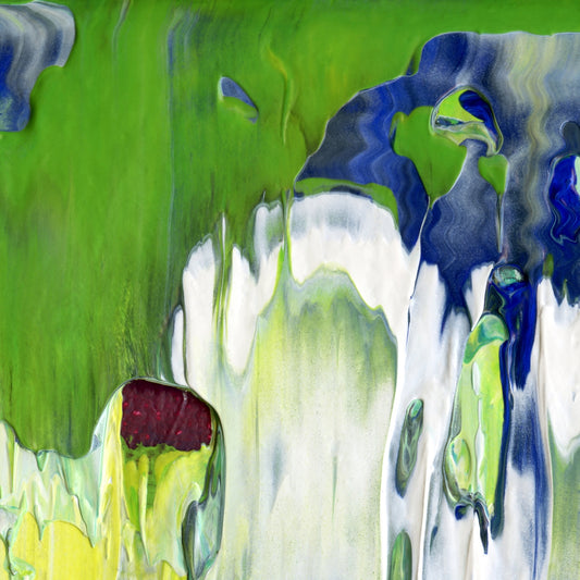 Freakish Genius A4 is an abstract oil-on-canvas artwork, a fractal of its parent painting Freakish Genius created by Anna Judd for the Scales Collection.