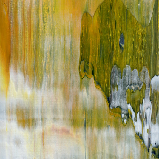 Golden Rule Rhapsody B1 is an abstract oil-on-canvas artwork, a fractal of its parent painting Golden Rule Rhapsody created by Anna Judd for the Scales Collection.