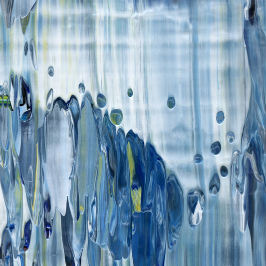 Hesitant Telepathy A4 is an abstract oil-on-canvas artwork, a fractal of its parent painting Hesitant Telepathy created by Anna Judd for the Scales Collection.