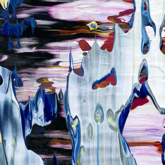 Hesitant Telepathy C2 is an abstract oil-on-canvas artwork, a fractal of its parent painting Hesitant Telepathy created by Anna Judd for the Scales Collection.