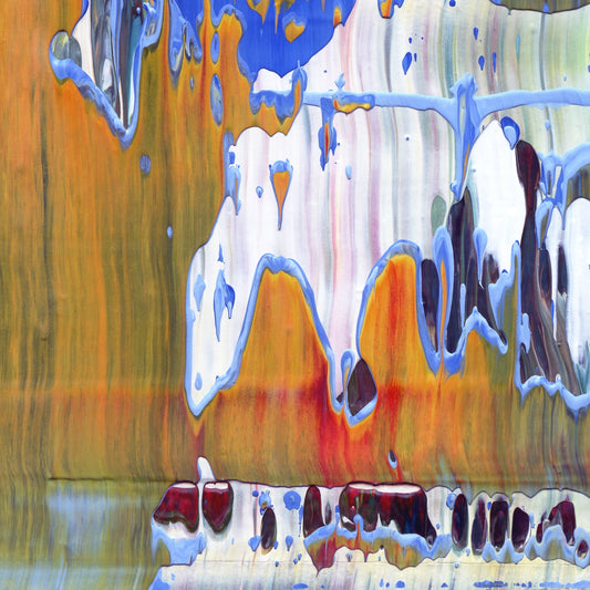 Hopscotch at Golgotha E2 is an abstract oil-on-canvas artwork, a fractal of its parent painting Hopscotch at Golgotha created by Anna Judd for the Scales Collection.