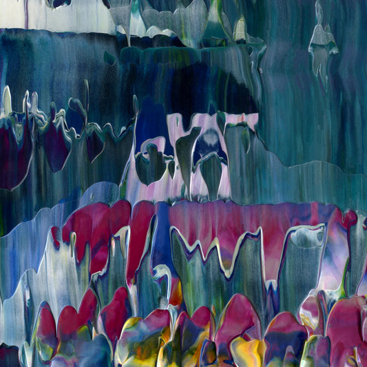 I Drink Your Milkshake E4 is an abstract oil-on-canvas artwork, a fractal of its parent painting I Drink Your Milkshake created by Anna Judd for the Scales Collection.