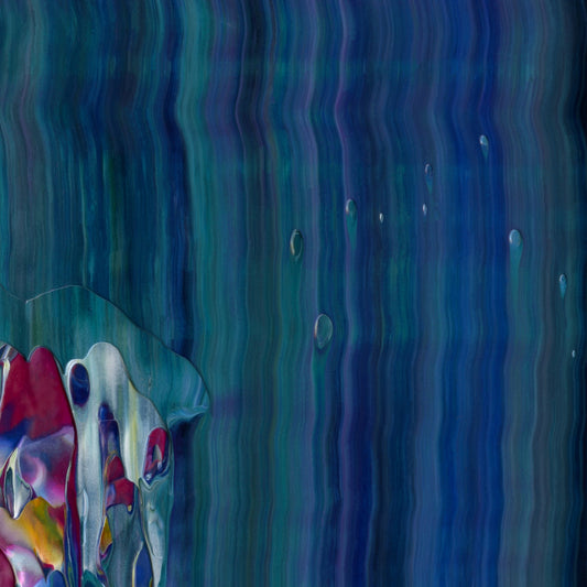 I Drink Your Milkshake E5 is an abstract oil-on-canvas artwork, a fractal of its parent painting I Drink Your Milkshake created by Anna Judd for the Scales Collection.