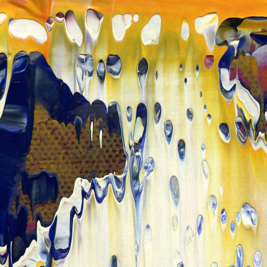 Land Of Definite Maybes A3 is an abstract oil-on-canvas artwork, a fractal of its parent painting Land Of Definite Maybes created by Anna Judd for the Scales Collection.