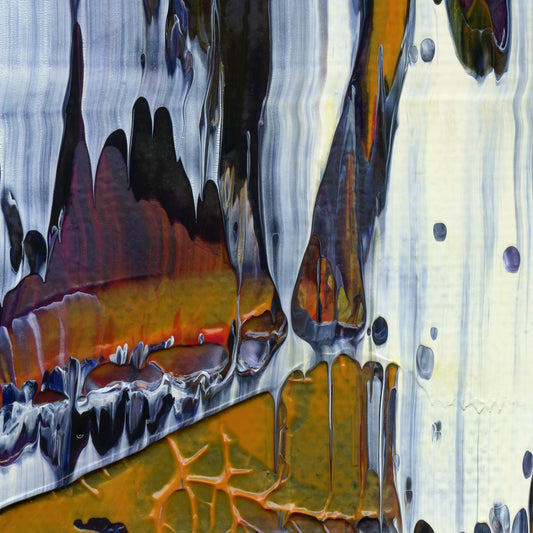 Land Of Definite Maybes E2 is an abstract oil-on-canvas artwork, a fractal of its parent painting Land Of Definite Maybes created by Anna Judd for the Scales Collection.