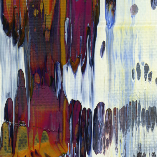 Land Of Definite Maybes E3 is an abstract oil-on-canvas artwork, a fractal of its parent painting Land Of Definite Maybes created by Anna Judd for the Scales Collection.