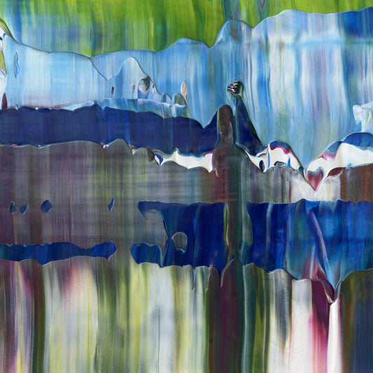 Limelight Timed Right B4 is an abstract oil-on-canvas artwork, a fractal of its parent painting Limelight Timed Right created by Anna Judd for the Scales Collection.