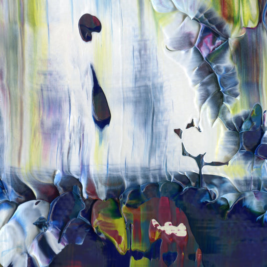 Limelight Timed Right F1 is an abstract oil-on-canvas artwork, a fractal of its parent painting Limelight Timed Right created by Anna Judd for the Scales Collection.
