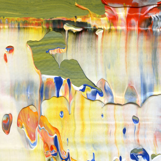 Lucid Dreaming With Pyros A4 is an abstract oil-on-canvas artwork, a fractal of its parent painting Lucid Dreaming With Pyros created by Anna Judd for the Scales Collection.