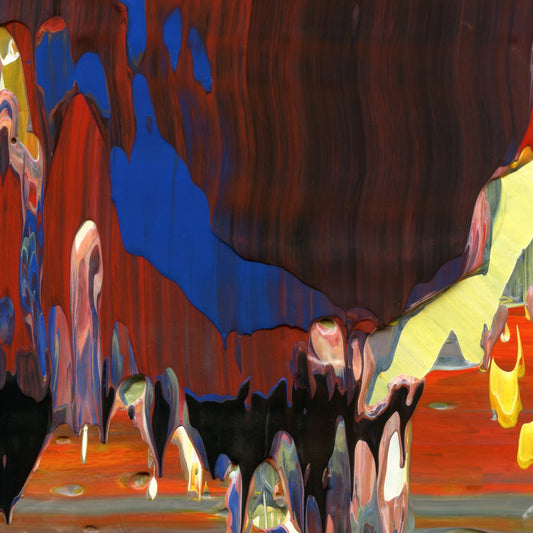 Mad Monks of Kyoto E2 is an abstract oil-on-canvas artwork, a fractal of its parent painting Mad Monks of Kyoto created by Anna Judd for the Scales Collection.