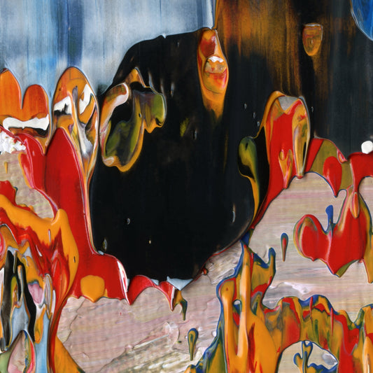Musings on The Female Gaze A3 is an abstract oil-on-canvas artwork, a fractal of its parent painting Musings on The Female Gaze created by Anna Judd for the Scales Collection.