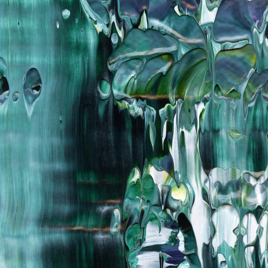 Nostalgia For Mirages D4 is an abstract oil-on-canvas artwork, a fractal of its parent painting Nostalgia For Mirages created by Anna Judd for the Scales Collection.