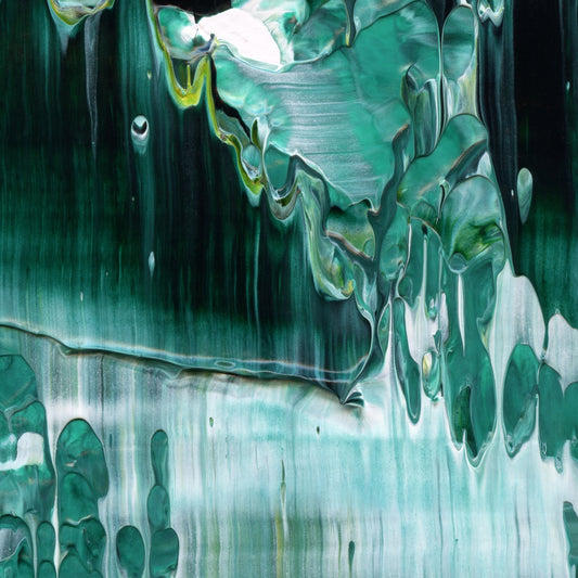 Nostalgia For Mirages E2 is an abstract oil-on-canvas artwork, a fractal of its parent painting Nostalgia For Mirages created by Anna Judd for the Scales Collection.