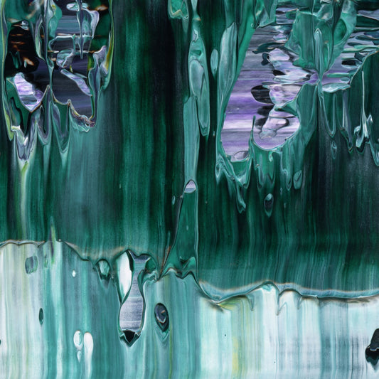 Nostalgia For Mirages E5 is an abstract oil-on-canvas artwork, a fractal of its parent painting Nostalgia For Mirages created by Anna Judd for the Scales Collection.
