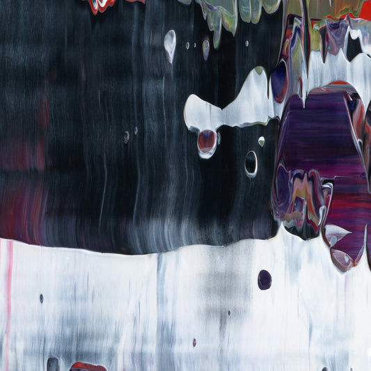 Objects May Be Closer C4 is an abstract oil-on-canvas artwork, a fractal of its parent painting Objects May Be Closer created by Anna Judd for the Scales Collection.