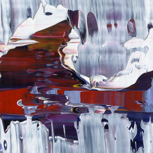 Objects May Be Closer D5 is an abstract oil-on-canvas artwork, a fractal of its parent painting Objects May Be Closer created by Anna Judd for the Scales Collection.