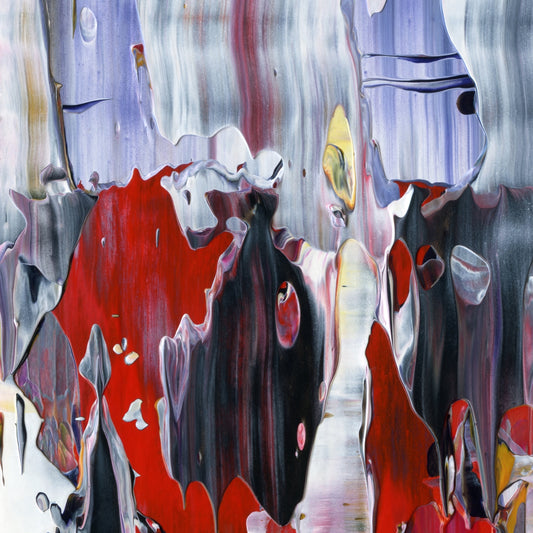 Objects May Be Closer E1 is an abstract oil-on-canvas artwork, a fractal of its parent painting Objects May Be Closer created by Anna Judd for the Scales Collection.