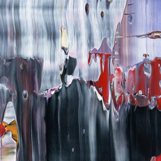 Objects May Be Closer E2 is an abstract oil-on-canvas artwork, a fractal of its parent painting Objects May Be Closer created by Anna Judd for the Scales Collection.