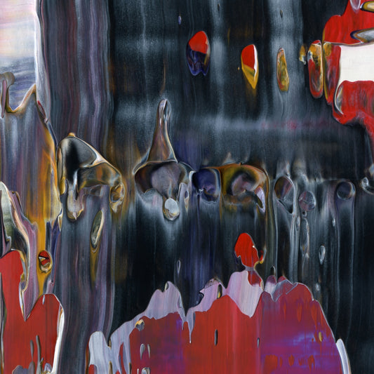 Objects May Be Closer F2 is an abstract oil-on-canvas artwork, a fractal of its parent painting Objects May Be Closer created by Anna Judd for the Scales Collection.