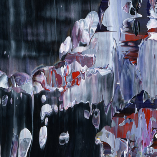 Objects May Be Closer F5 is an abstract oil-on-canvas artwork, a fractal of its parent painting Objects May Be Closer created by Anna Judd for the Scales Collection.