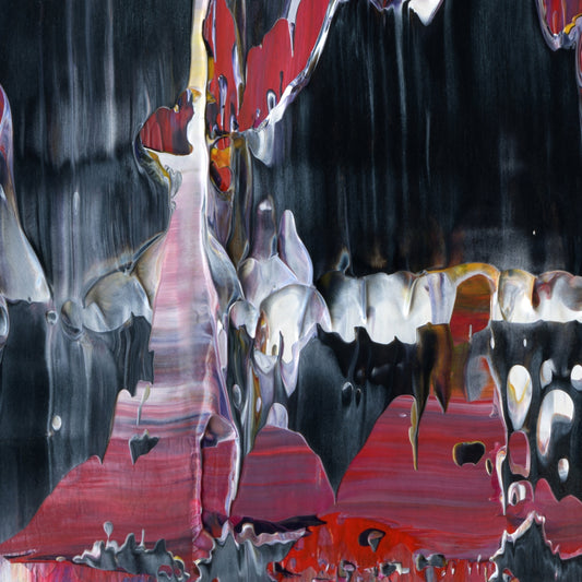 Objects May Be Closer G3 is an abstract oil-on-canvas artwork, a fractal of its parent painting Objects May Be Closer created by Anna Judd for the Scales Collection.