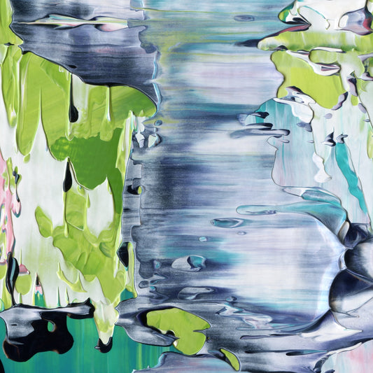 Open Heart Surety D4 is an abstract oil-on-canvas artwork, a fractal of its parent painting Open Heart Surety created by Anna Judd for the Scales Collection.
