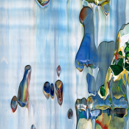 Operation Rainbow Road B1 is an abstract oil-on-canvas artwork, a fractal of its parent painting Operation Rainbow Road created by Anna Judd for the Scales Collection.