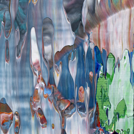 Operation Rainbow Road C4 is an abstract oil-on-canvas artwork, a fractal of its parent painting Operation Rainbow Road created by Anna Judd for the Scales Collection.