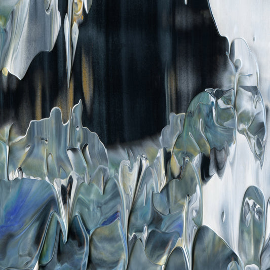 Overwriting Leitmotifs B5 is an abstract oil-on-canvas artwork, a fractal of its parent painting Overwriting Leitmotifs created by Anna Judd for the Scales Collection.