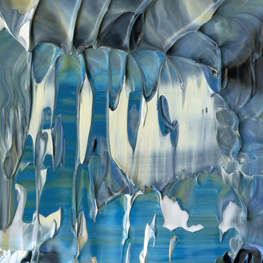 Overwriting Leitmotifs D5 is an abstract oil-on-canvas artwork, a fractal of its parent painting Overwriting Leitmotifs created by Anna Judd for the Scales Collection.