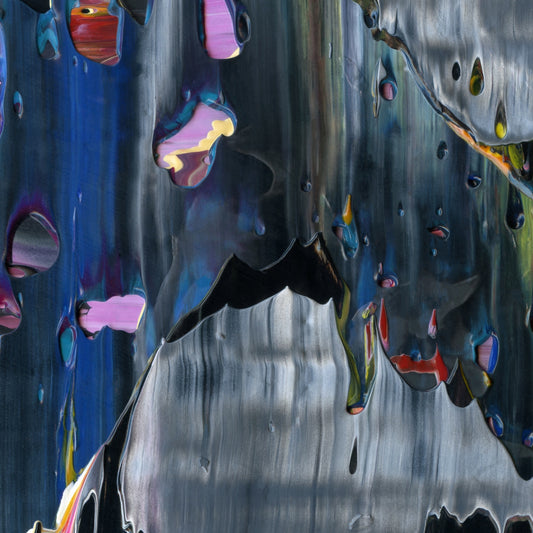 Perfunctory Revolt B4 is an abstract oil-on-canvas artwork, a fractal of its parent painting Perfunctory Revolt created by Anna Judd for the Scales Collection.