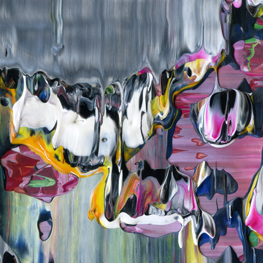 Perfunctory Revolt B5 is an abstract oil-on-canvas artwork, a fractal of its parent painting Perfunctory Revolt created by Anna Judd for the Scales Collection.