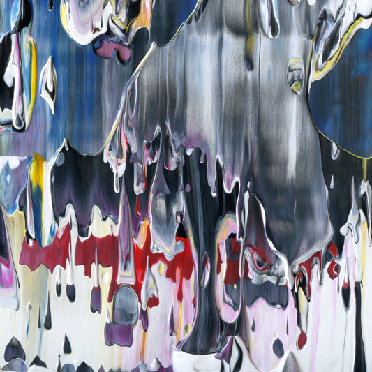 Perfunctory Revolt D4 is an abstract oil-on-canvas artwork, a fractal of its parent painting Perfunctory Revolt created by Anna Judd for the Scales Collection.