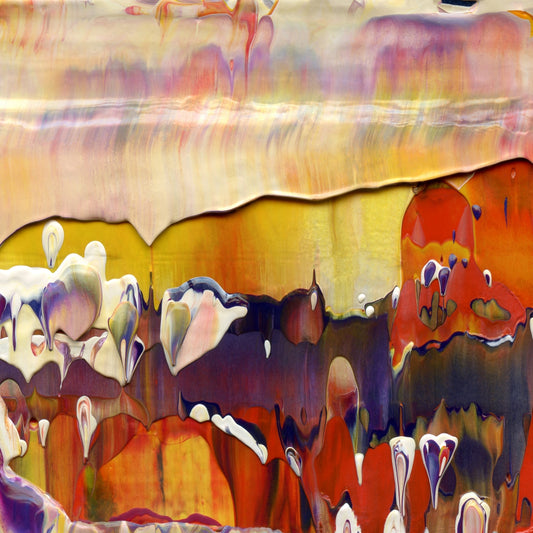 Petaling Away A2 is an abstract oil-on-canvas artwork, a fractal of its parent painting Petaling Away created by Anna Judd for the Scales Collection.