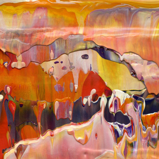 Petaling Away A3 is an abstract oil-on-canvas artwork, a fractal of its parent painting Petaling Away created by Anna Judd for the Scales Collection.