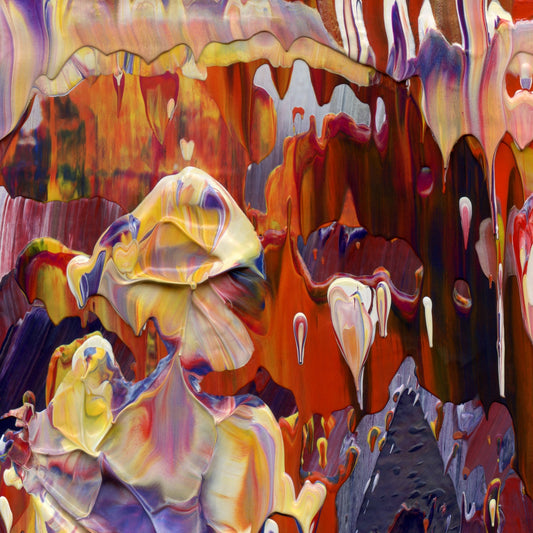 Petaling Away B2 is an abstract oil-on-canvas artwork, a fractal of its parent painting Petaling Away created by Anna Judd for the Scales Collection.