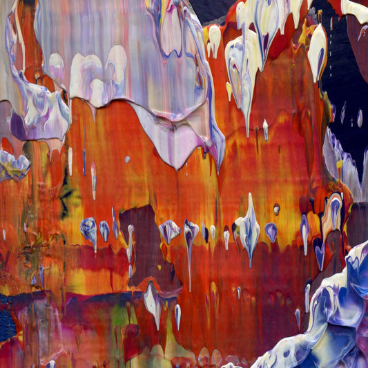 Petaling Away C1 is an abstract oil-on-canvas artwork, a fractal of its parent painting Petaling Away created by Anna Judd for the Scales Collection.
