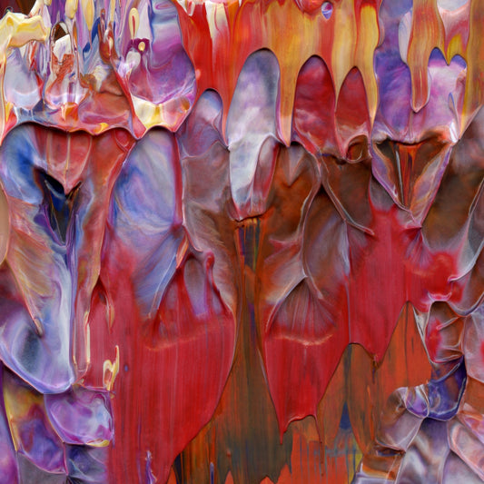 Petaling Away C3 is an abstract oil-on-canvas artwork, a fractal of its parent painting Petaling Away created by Anna Judd for the Scales Collection.