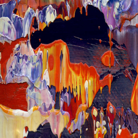 Petaling Away D1 is an abstract oil-on-canvas artwork, a fractal of its parent painting Petaling Away created by Anna Judd for the Scales Collection.