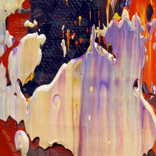 Petaling Away E1 is an abstract oil-on-canvas artwork, a fractal of its parent painting Petaling Away created by Anna Judd for the Scales Collection.