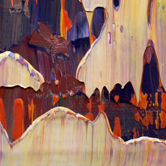 Petaling Away F2 is an abstract oil-on-canvas artwork, a fractal of its parent painting Petaling Away created by Anna Judd for the Scales Collection.
