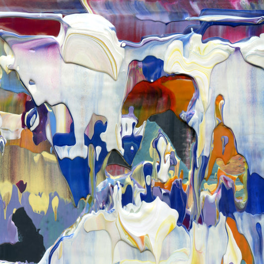 Picking Pansies at Trianon A4 is an abstract oil-on-canvas artwork, a fractal of its parent painting Picking Pansies at Trianon created by Anna Judd for the Scales Collection.