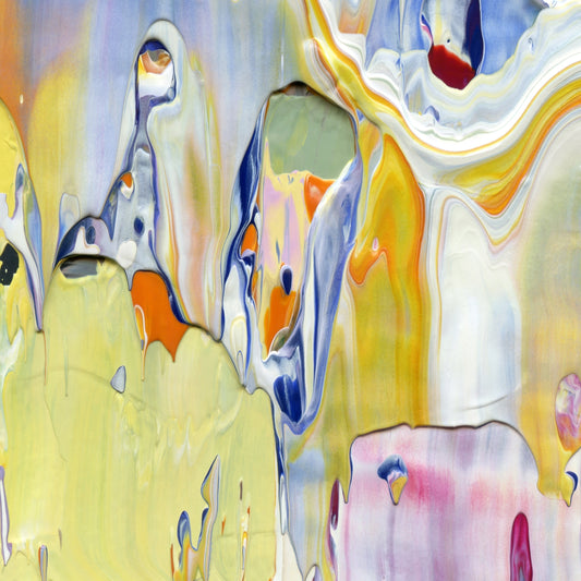 Picking Pansies at Trianon B3 is an abstract oil-on-canvas artwork, a fractal of its parent painting Picking Pansies at Trianon created by Anna Judd for the Scales Collection.