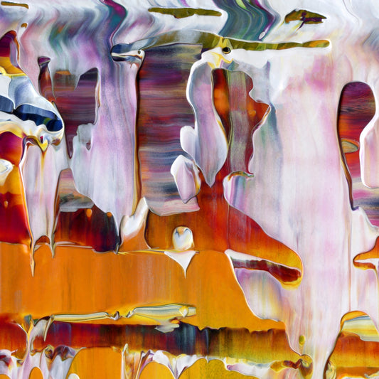 Positive Mental Platitude A3 is an abstract oil-on-canvas artwork, a fractal of its parent painting Positive Mental Platitude created by Anna Judd for the Scales Collection.