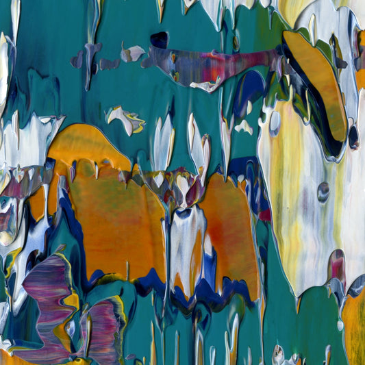 Positive Mental Platitude D3 is an abstract oil-on-canvas artwork, a fractal of its parent painting Positive Mental Platitude created by Anna Judd for the Scales Collection.