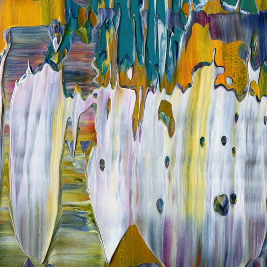 Positive Mental Platitude E3 is an abstract oil-on-canvas artwork, a fractal of its parent painting Positive Mental Platitude created by Anna Judd for the Scales Collection.